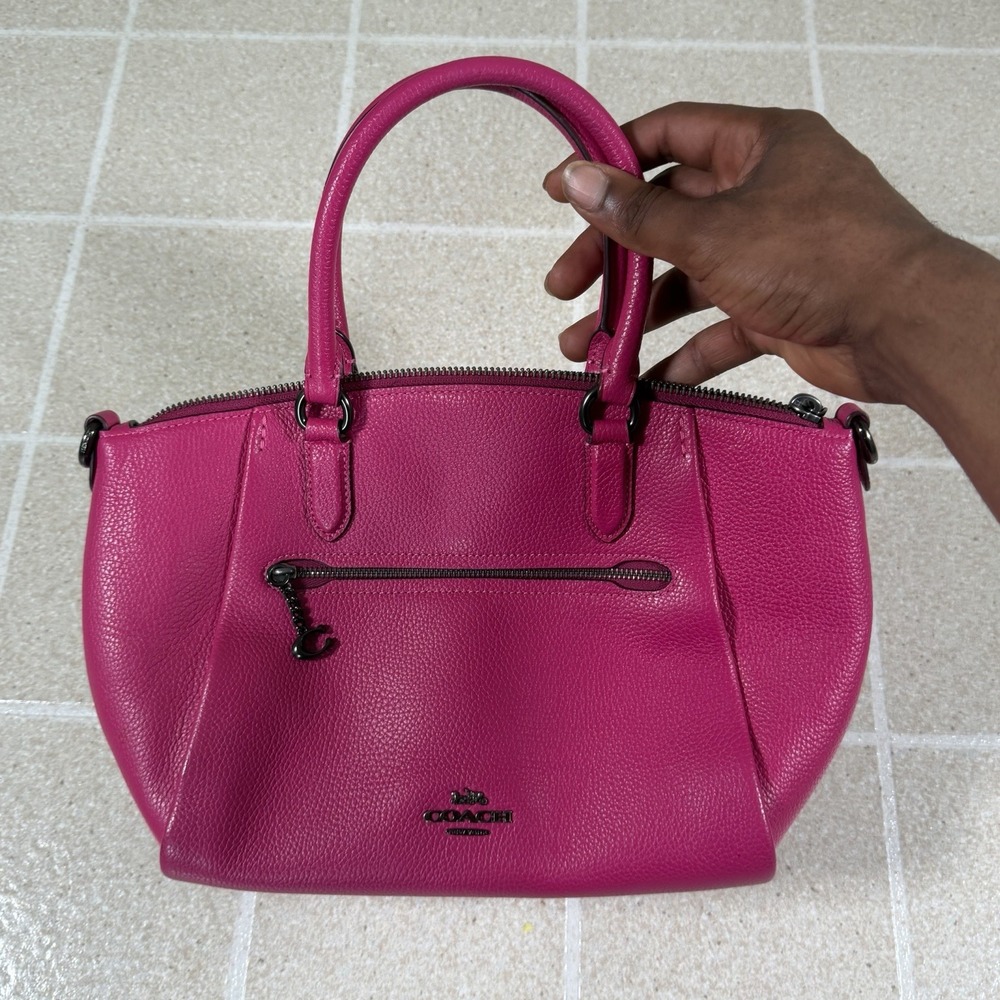 COACH Elise Pink Pebble Leather Satchel Crossbody Bag Purse D2057-79316